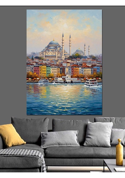 Ahşap Tablo İstanbul Boğazı Ve Camii Manzarası Çocuk Odası Tabloları