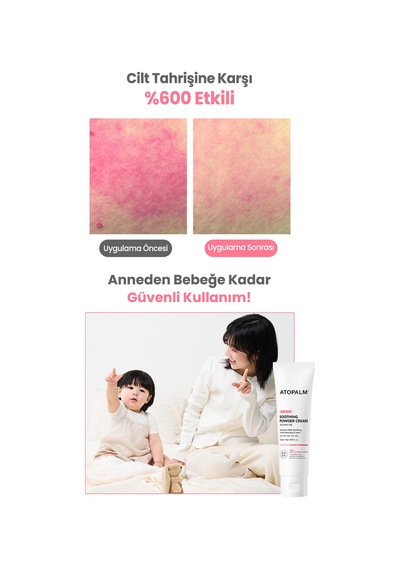 Yenidoğanlara Özel, Pudraya Dönüşen Nemlendirici, Pişik Önleyici Krem Atopalm Soothing Powder Cream