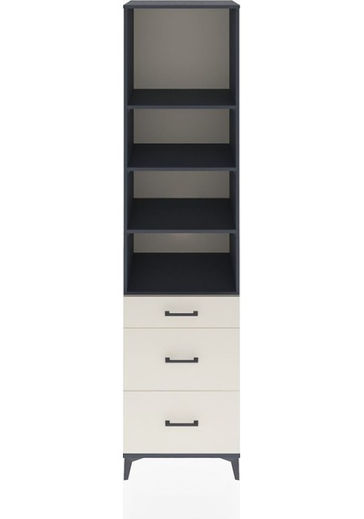 Hyperion Dolap 4 Raflı 3 Çekmeceli 60x44x243 Antrasit-aytaşı Antrasit