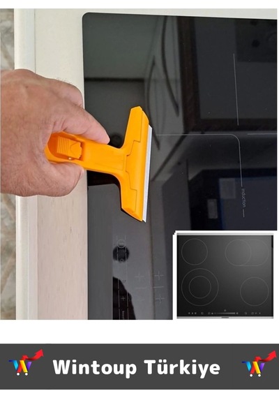 Ergonomik Keskin Çok Amaçlı Yer Buz Cam İnşaat Kalıntı Silikon Tortu Kazıyıcı 2 Yedek Bıçak Hediyeli Çok Renkli