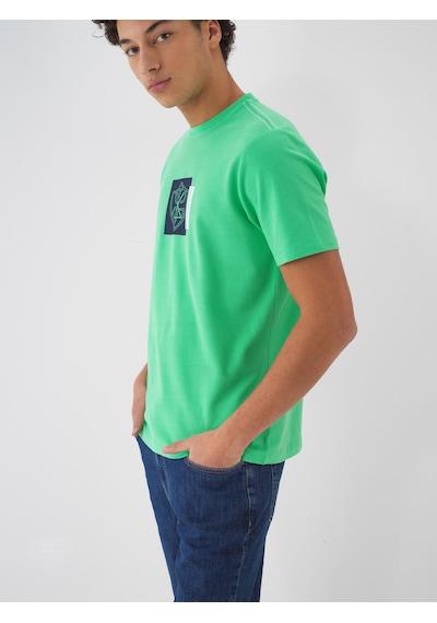 Xint Yeşil Pamuk Dokulu Regular Fit Tişört 502135