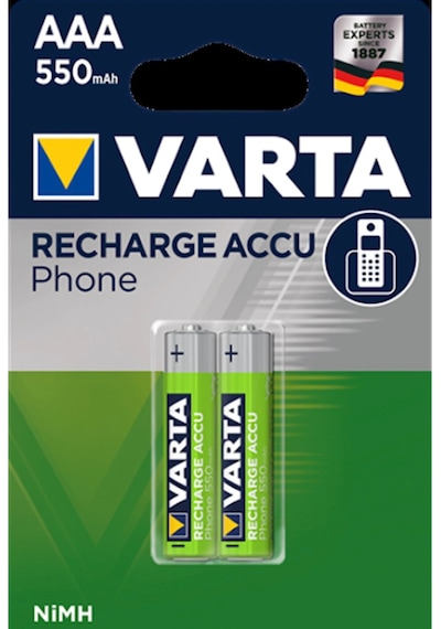 Varta 58397 Phone 550 mAh AAA Ni-MH Şarj Edilebilir İnce Kalem Pil 2'li