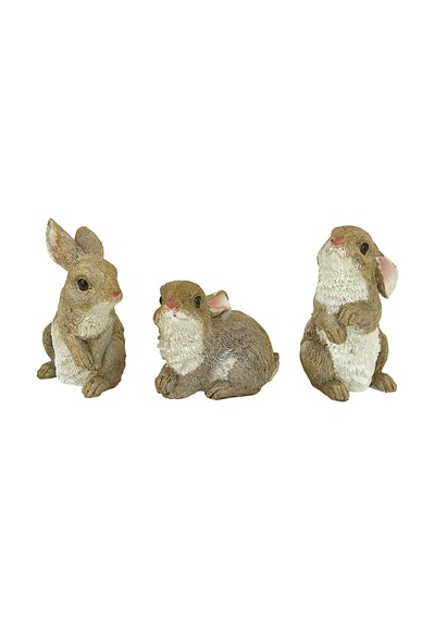 Qm92008 The Bunny Den Rabbits İç/dış Mekan Bahçe Hayvan Heykelleri, 9,5 Cm Genişliğinde, 10,5 Cm Derinliğinde, Tam Renkli Kaplama