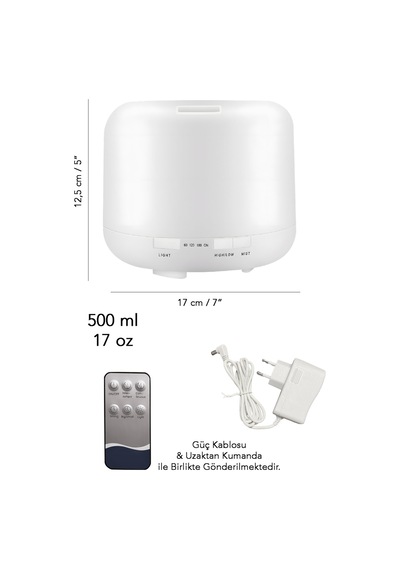 500 Ml Hava Nemlendirici - 7 Renk Led Işıklı Ultra Sessiz Buhar Makinesi Humidifier Aroma Difüzörü