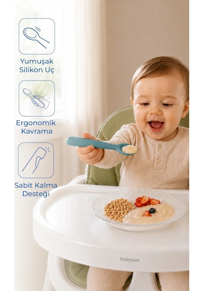 Babyjem Yumuşak Uçlu Silikon Kaşık Mint