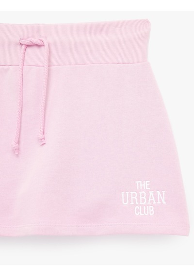 Koton Beli Bağcıklı Slim Fit Nakışlı Mini Spor Şort Etek Pembe 6sak40430nk Gül