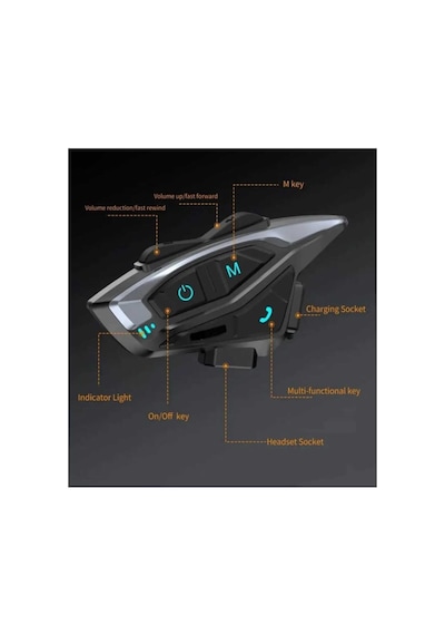 Motorsiklet Kask Bluetooth Kulaklık Mikrofonlu Fm Radyolu 8 Kişilik Çoklu Eşleşme Helmet Intercom