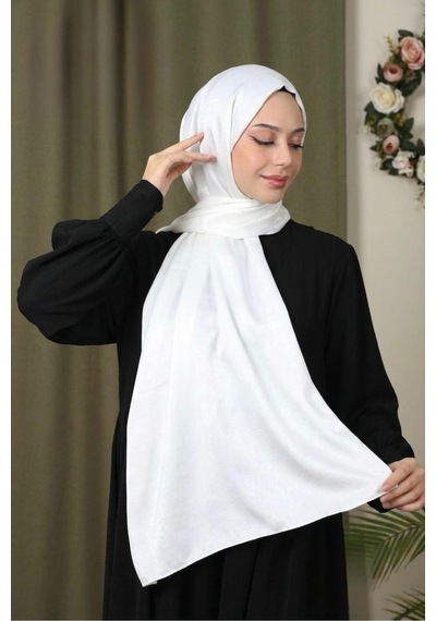 Flora Tekstil Abiye Parlak Bambu İpek Şal Beyaz