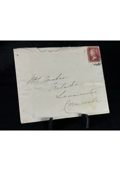 İngiltere Klasik Dönem 1872 Victoria Dönemi Red Penny Pullu Zarf Postadan Geçmiş Varış Damgalı