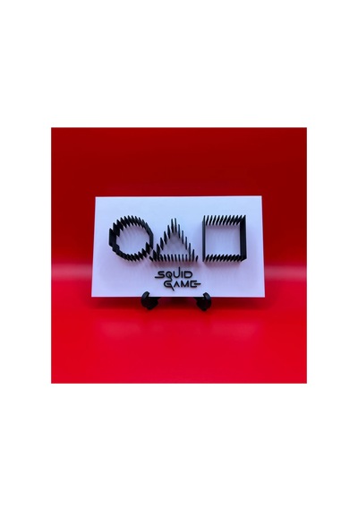 Squid Game Katmanlı Kalamar Oyunu Logosu Heykeli 150x90mm Beyaz - 694546480