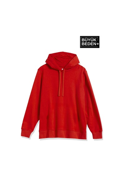 Süperlife Kadın Büyük Beden Kapşonlu İnce Sweatshirt Spr24bswk57 Kırmızı