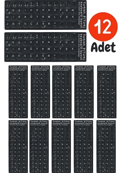 Mn6 Mf01 F Klavye Sticker/12 Adet-laptop Pc Uymlu-silinmez/türkçe F Klavye Sticker