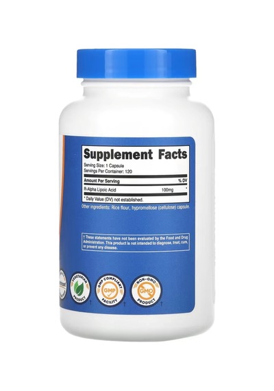 Nutricost R-alpha Lipoic Acid 100mg, 120 Capsules -non-gmo, G...