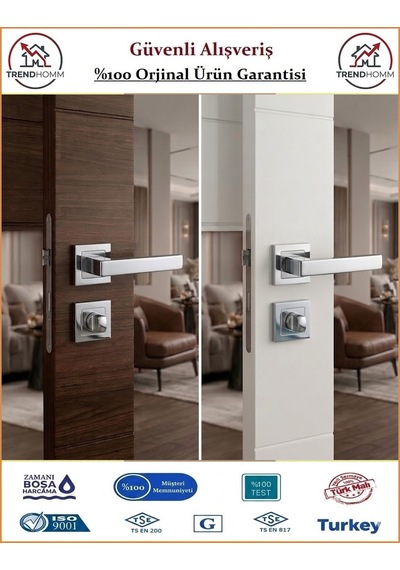 Çelebi Lama Rozetli İç Kapı Kolu - Parlak Nikel - Wc Banyo