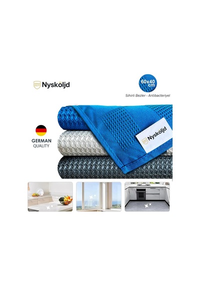 Temizlik Bezi Mikrofiber Cam Bezi İz Bırakmayan Sihirli Bezler 3 Adet 40x60 Cm Belirtilmemiş