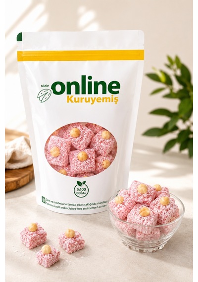 Lokum Fındıklı Çilekli - 250 Gr