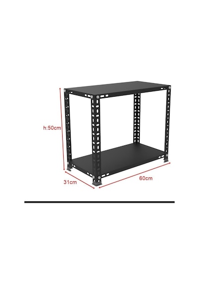 2 Katlı Renkli Çelik Raf Sehpa - Atölye, Depo, Ofis Sehpası Mavi-31x60 Cm-50 Cm
