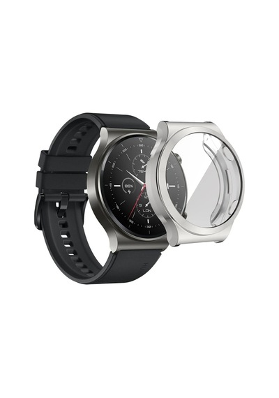 Forzacase Huawei Watch Gt 2 Pro 46mm İle Uyumlu Önü Kapalı Ekran Korumalı Silikon Kılıf - Fc010 Gümüş
