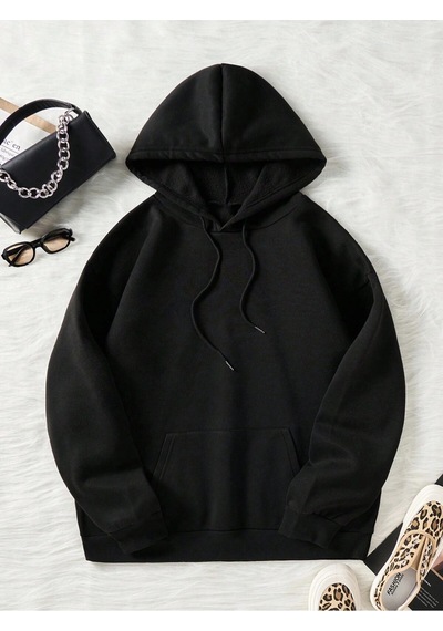 Startmore Floral & Butterfly Print Drawstring Lined Hoodie Siyah Siyah