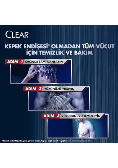 Men 3 İn 1 Şampuan & Duş Jeli Arındırıcı Kömür Saç Yüz Vücut İçin