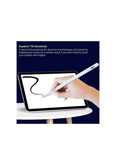 Tüm Cihazlar Ile Uyumlu Stylus Hassas Yazı Çizim Kalemi 2 Yedek Uç Hediye Beyaz - 599401061
