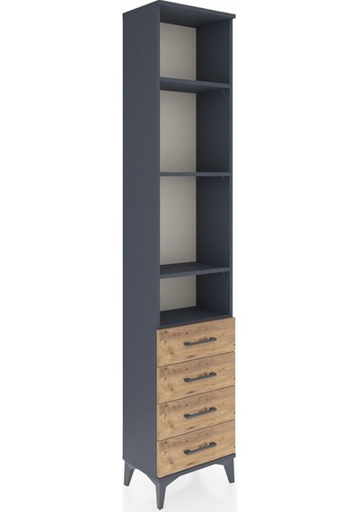 Arges Dolap 4 Raflı 4 Çekmeceli 44x30x221 Antrasit-çam Antrasit