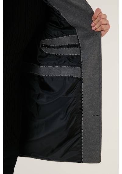 Buratti Slim Fit Düğmeli Dik Yaka Kaşe Erkek Kaban 5840099 Açık Gri