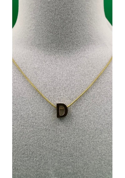 14k Altın Renginde D Harf Minimal Çelik Kadın Kolye Altın
