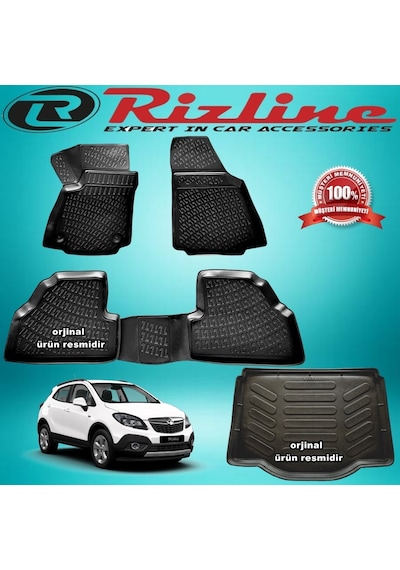 Opel Mokka 3D Paspas + Bagaj Havuzu Siyah 2012-2019 Arası Rizline N11.32247