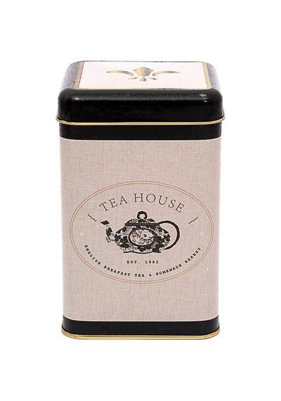 Azura Tea Desenli Kare Metal Saklama Kabı 10.5 x 10.5 x 16 CM 1.7 L