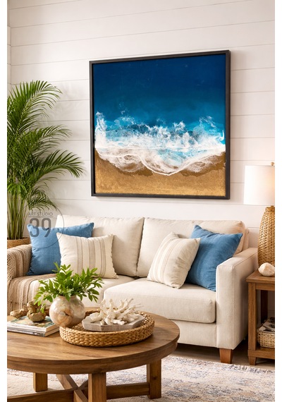 Tropical Ocean Epoksi Duvar Tablosu, Çerçeveli Okyanus Temalı El Yapımı Sanat Eseri, 40x40 Cm 1 Adet Tropical Ocean Epoksi Duvar Tablosu, Çerçeveli Okyanus Temalı El Yapımı Sanat Eseri, 40x40 Cm 1 Adet