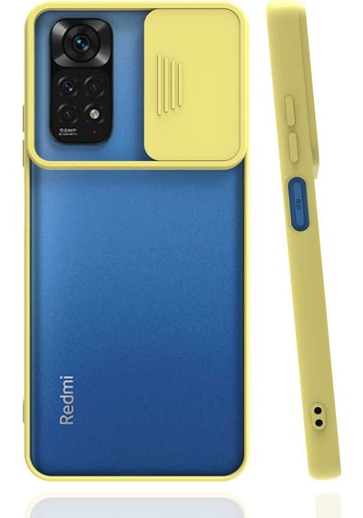 Kilifone - Redmi Note 11 Global Uyumlu - Kılıf Slayt Sürgülü Arkası Buzlu Lensi Kapak - Siyah