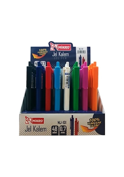 Mikro Basmalı Jel Tükenmez Kalem 0,7 Mavi Mj-101 - 6 Adet Mavi