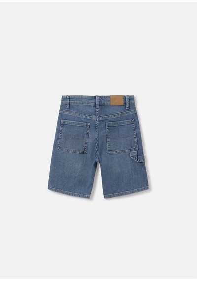 Erkek Çocuk Maksi Cepli Denim Şort Koyu Mavi 6204 Koyu Mavi