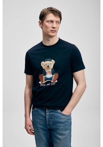 Lufian Teddy Modern Grafik T- Shirt Lacivert Lacivert 111020305100200 Lacivert