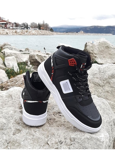 Dunlop 2238 Siyah-Kırmızı, Fuspetli Ortapedik Boğazlı Basket Spor Ayakkabı AYKSAYAK-000492