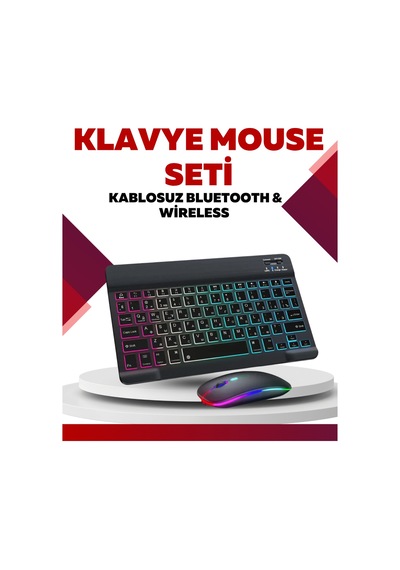 Bluetooth 5.3 Destekli Şarjlı Taşınabilir Klavye + Mouse Kombinasyonu Optik