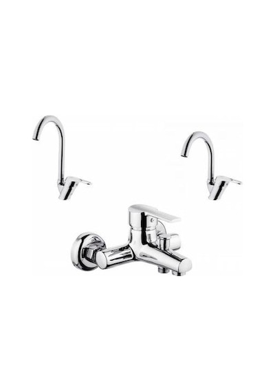 Sardıcı Mutfak + Banyo + Lavabo Batarya Seti 3'lü Krom