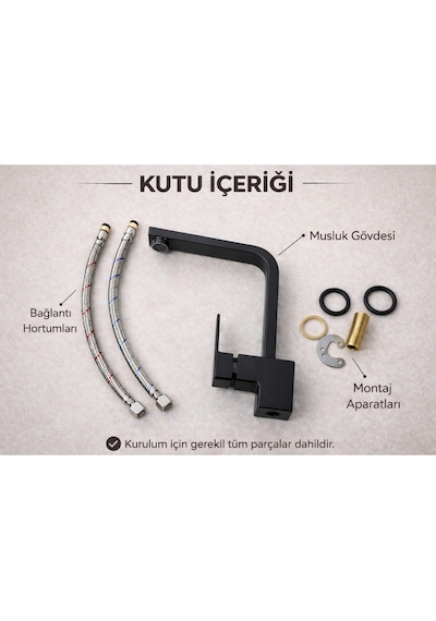 Lüx Premium Siyah Kare Mutfak Bataryası