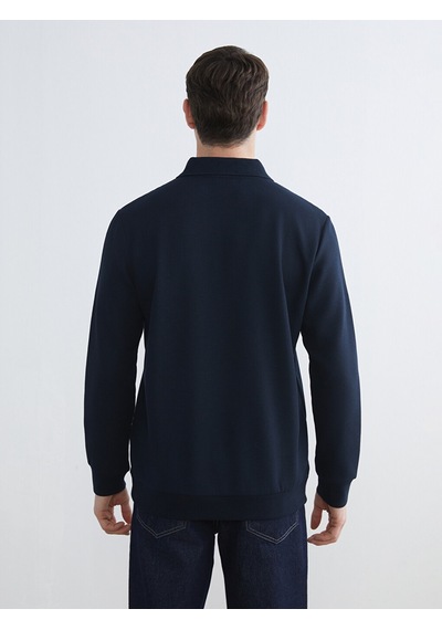Lcwaıkıkı Classic Lacivert Polo Yaka Erkek Sweatshirt