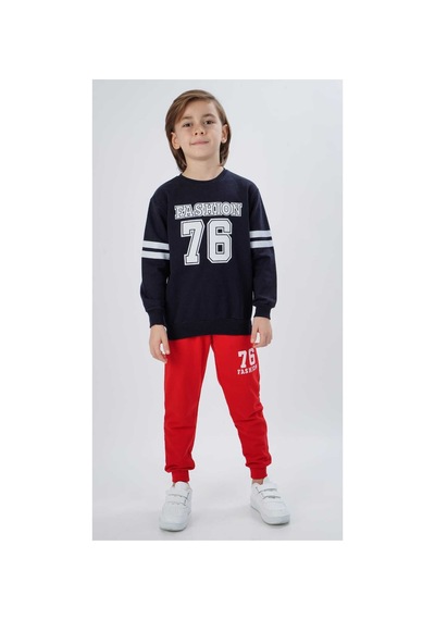 Esila Kids Fashion Baskılı Erkek Çocuk Pamuklu Örme Alt-üst Takım Lacivert