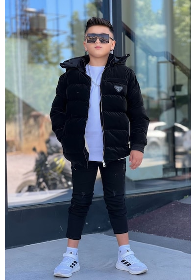 Pina Kids Erkek Çocuk Çıkarılabilir Kapüşonlu Su Geçirmez Nova Kışlık Mont Km4012 Siyah