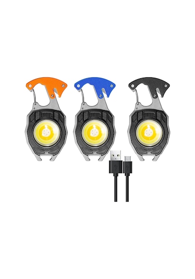 Ultra Güçlü Led Karabina Fener 12 Mod Çakmak Düdük Bıçak Turuncu