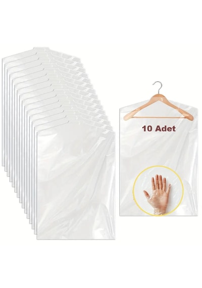 Gardırop Içi Askılık Yuvalı 70x100cm Kuru Temizleme - Dolap Içi Şeffaf Saklama Naylonu 10adet