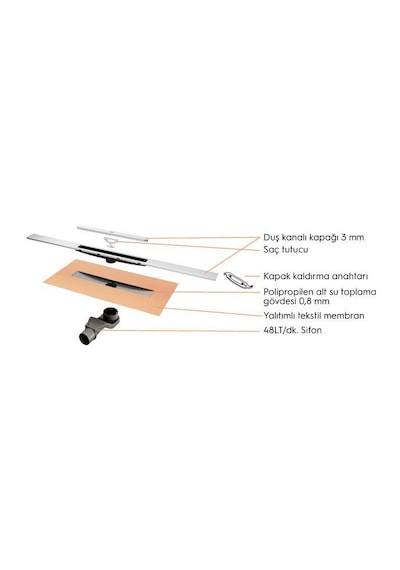 River Duş Kanalı 60 Cm Mat Satıne Yandan Çıkışlı