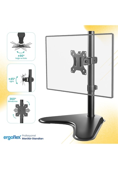 Ergoflex EF71 Steel Design 2-8 kg Tek Kol Asansörlü 13"-32" Desktop Monitör Standı