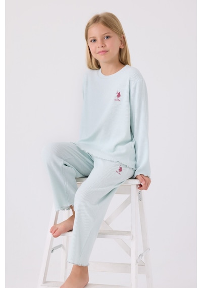U.s. Polo Assn Kız Çocuk Mavi Pijama Takımı Mavi