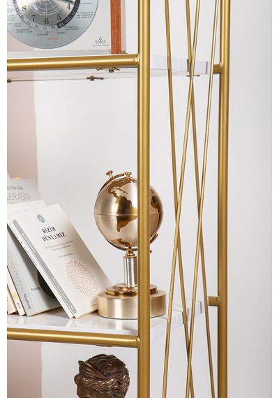 Demeter Dekoratif Raf Mobilya Kitaplık Dekoratif Metal Mobilya Gold 4 Raflı Kitaplık Altın Demeter Dekoratif Raf Mobilya Kitaplık Dekoratif Metal Mobilya Gold 4 Raflı Kitaplık Altın