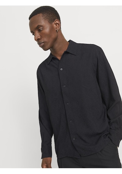 Jack & Jones Erkek Uzun Kollu Desenli Gömlek - Blatrend - 12278765 Black