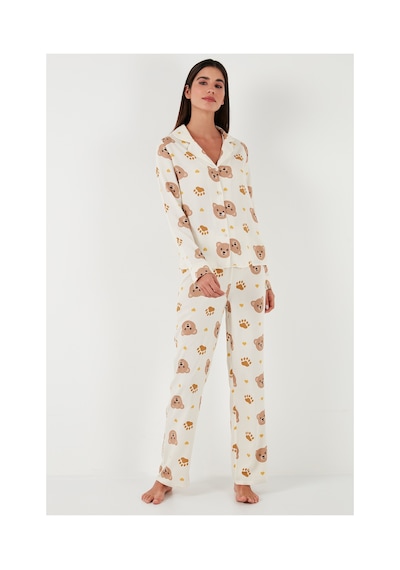 Lela Reguar Fit Yumuşak Dokulu Bayan Pijama Takımı 611Pt288Y Bej